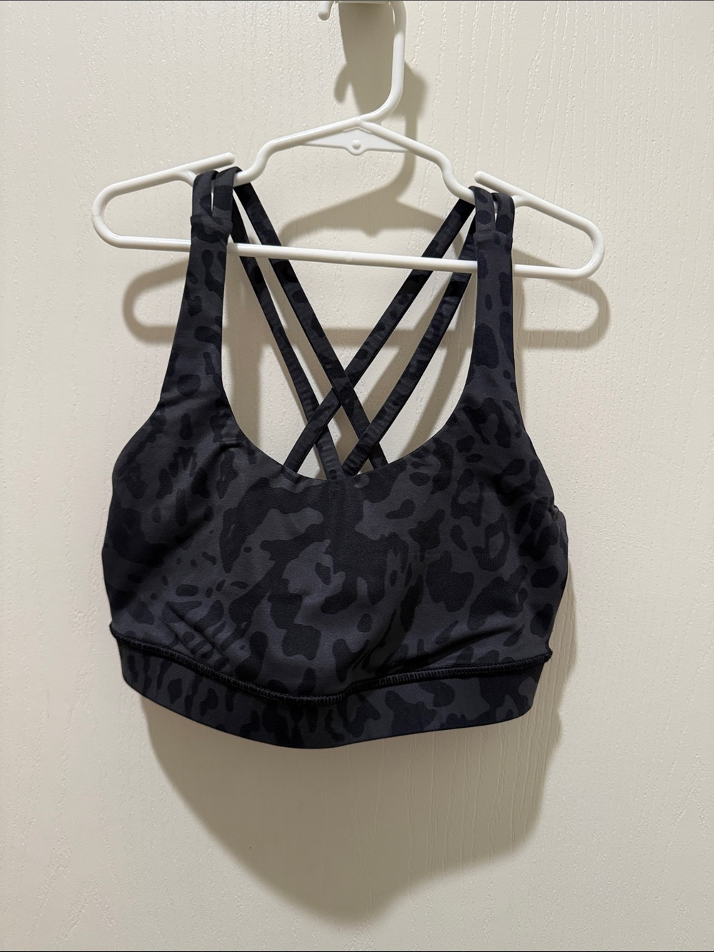 lululemon athletica Black Charcoal Leopard Strappy Sports Bra